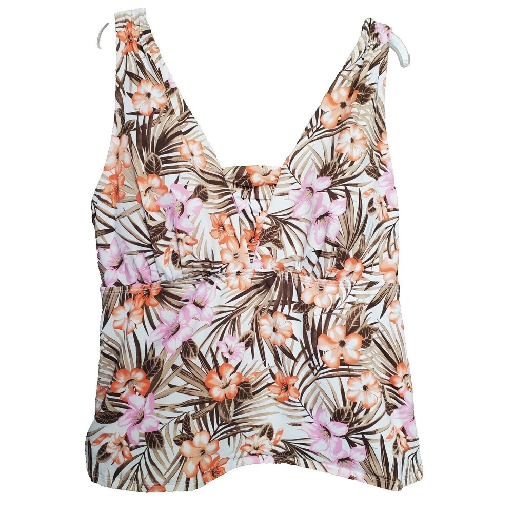Lands' End Tropical Floral Lined Tankini Swim Top Size 20W